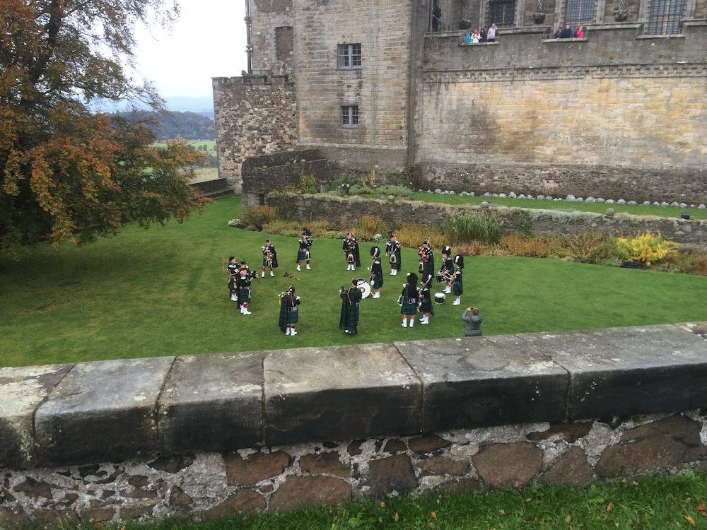 Stirling Castle - inner wall Argyle pipe band practicing