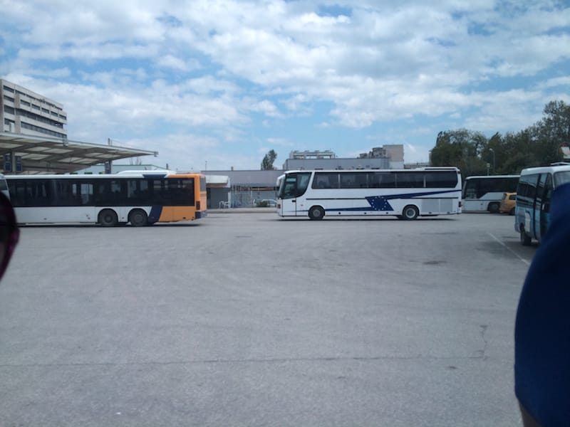 The Plovdiv bus station, buses waiting to park