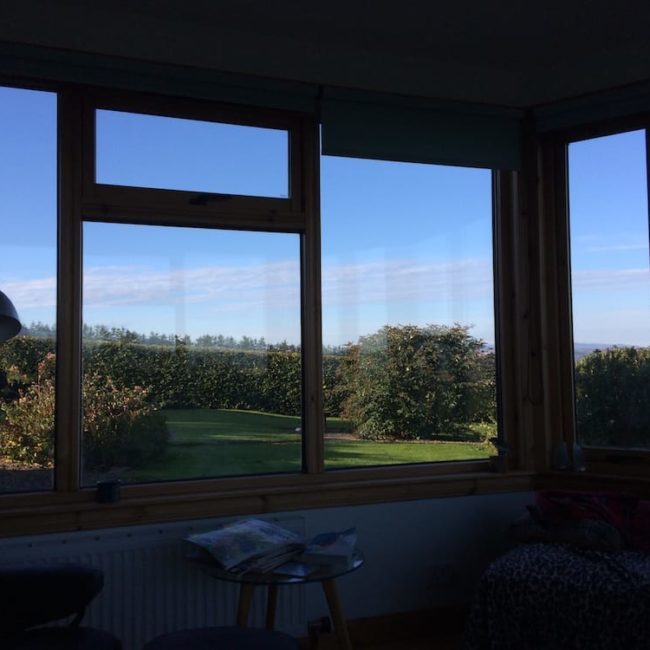 The stellar view from the sunroom of the house we housesit in Culbokie