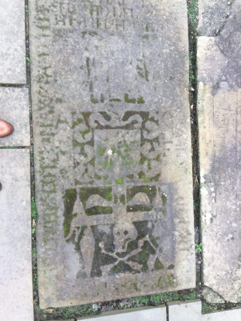 The priory church at Beauly, a flat gravestone