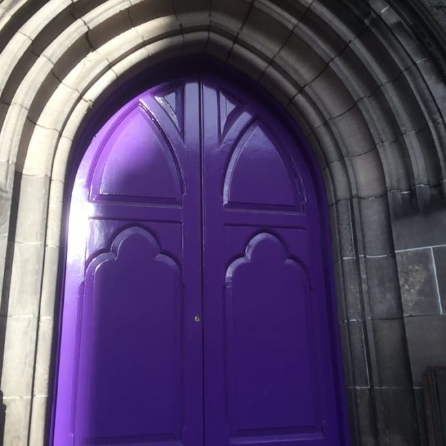 An amazing church door by the public library, Inverness