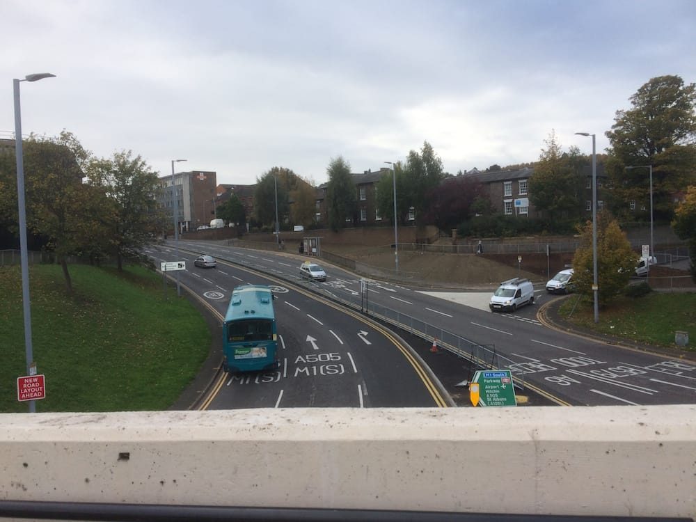 The view from the pedestrian overbridge, Luton