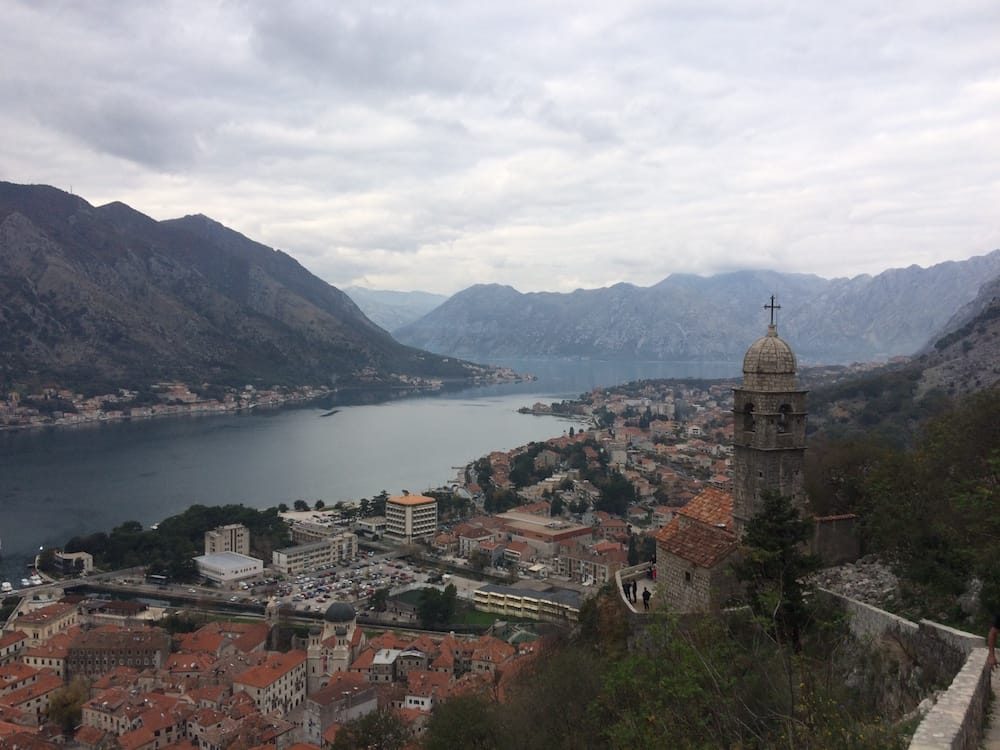 The Bay of Kotor as seen just after reaching the Church of Our Lady of Remedy