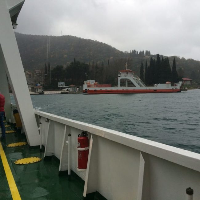 On the Lepitane ferry looking back toward Lepetane