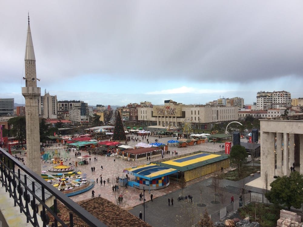 Skanderberg Square seen from the top of the Clock Tower