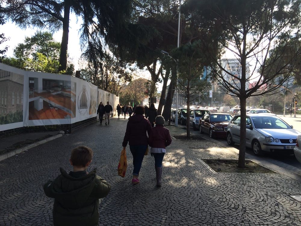 Walking down the main boulevard next to the National Gallery, Tirana