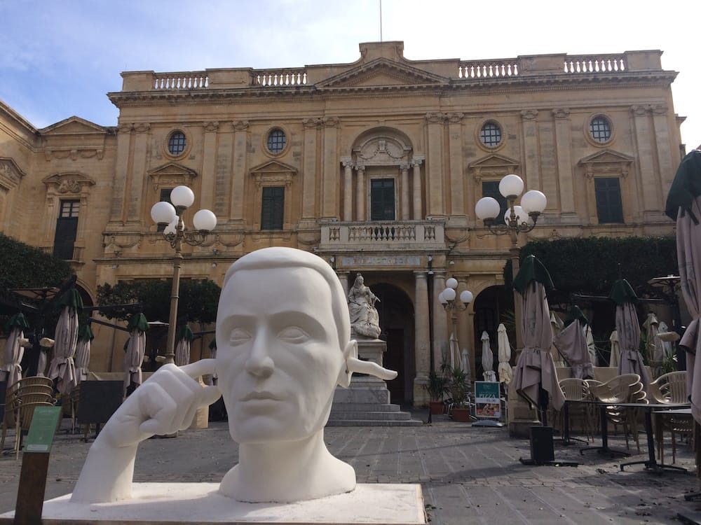 A sweet statue at the National Library of Malta