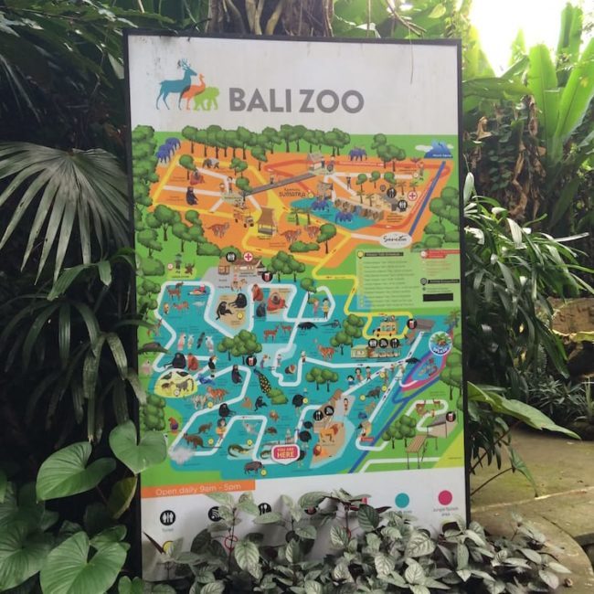 The sign to the entrance to Bali Zoo