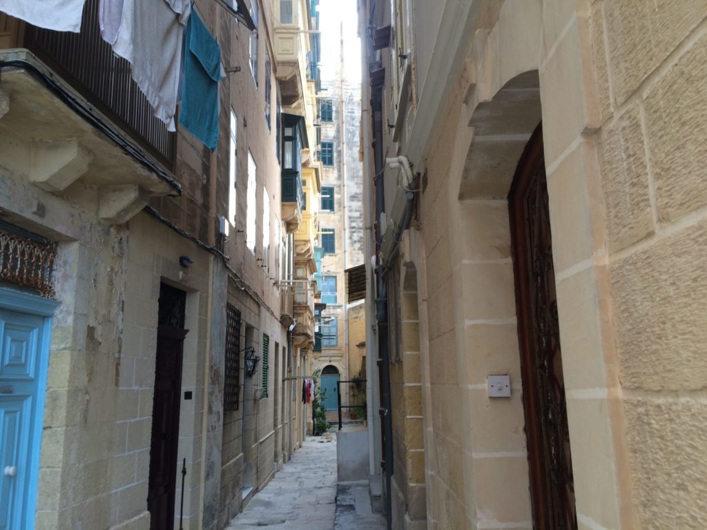 These narrow alleys in Valletta are hard to run down in an attack