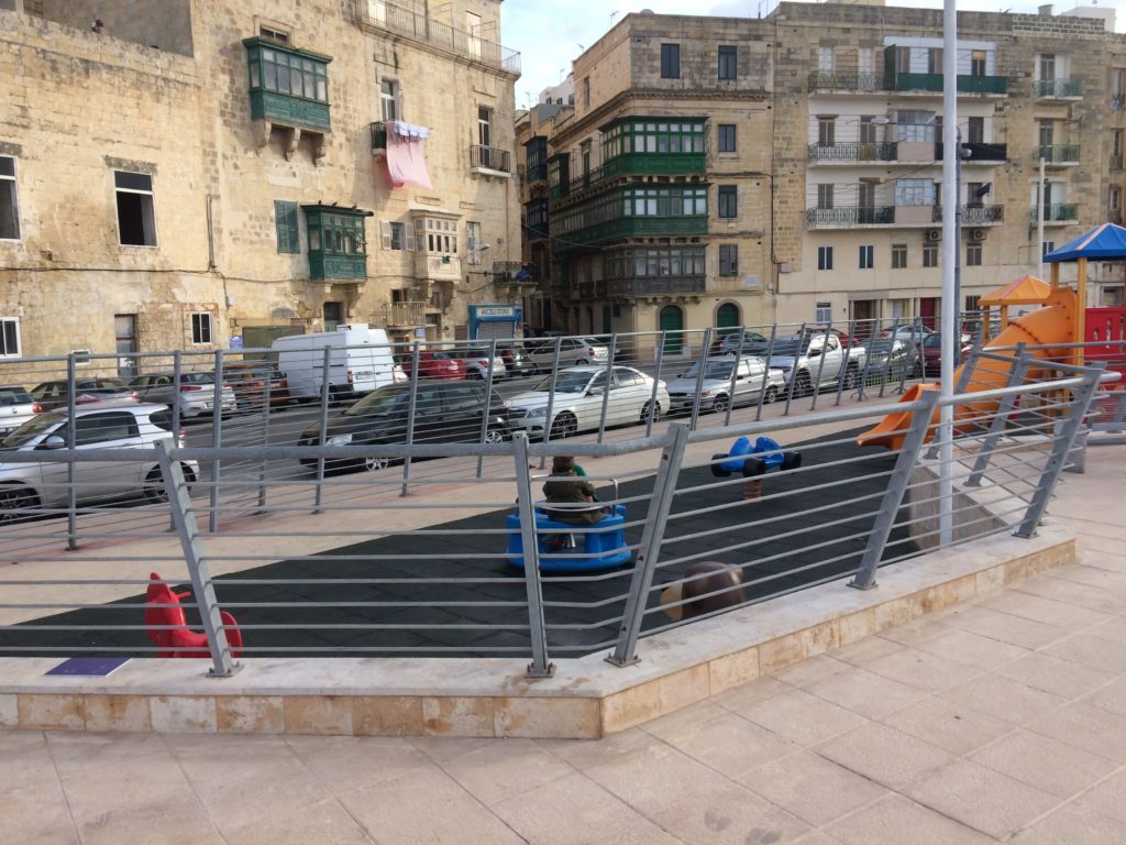 At the playground above the Valletta Water Polo Pitch, you can't beat the view/location